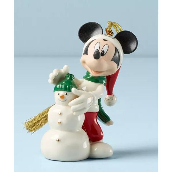 Lenox 2023 Mickey and Snowman Porcelain Gold-Trim Ornament *NEW IN BOX - Picture 4 of 6